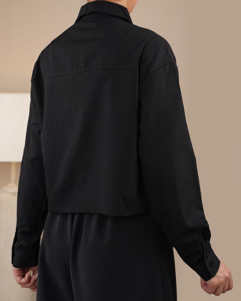 شومیز کراپ مشکی ساده کد 29432