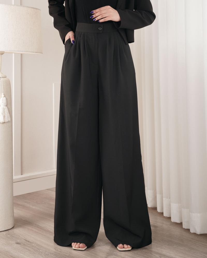 شلوار بگ ساده مشکی ( قد 112 ) کد 27444