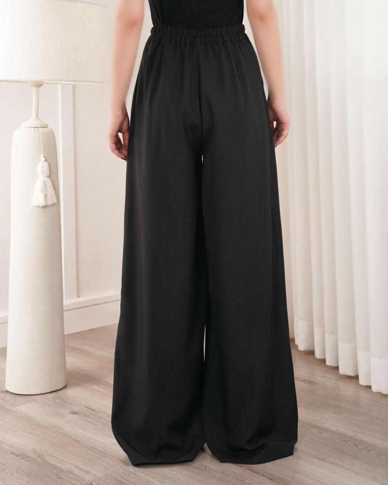 شلوار بگ ساده مشکی ( قد 112 ) کد 27444