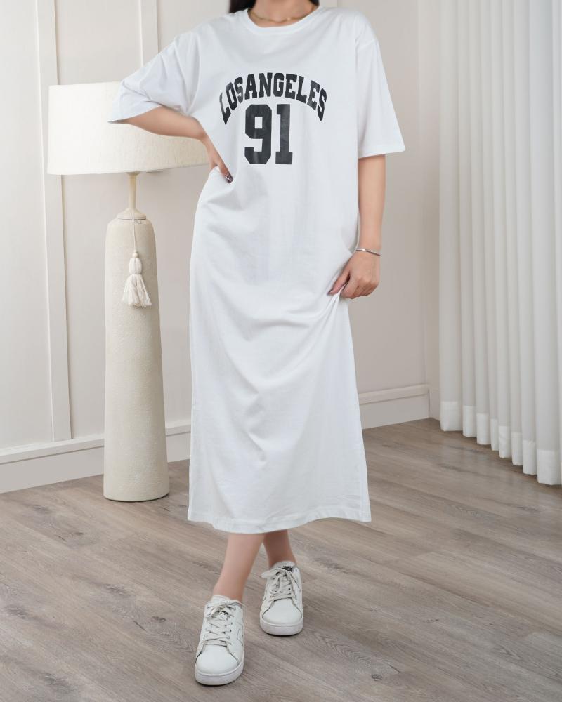 پیراهن بلند سفید لس آنجلس کد 26443