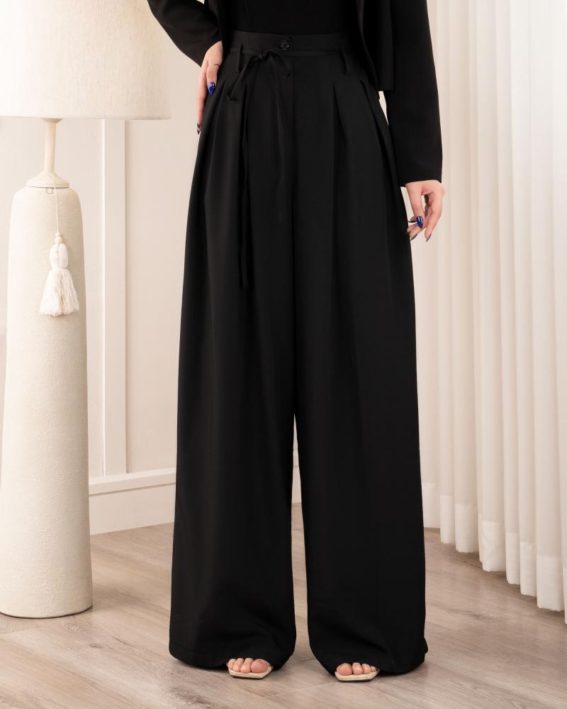 شلوار بگ پیله ای مشکی ( قد 110 ) کد 27446