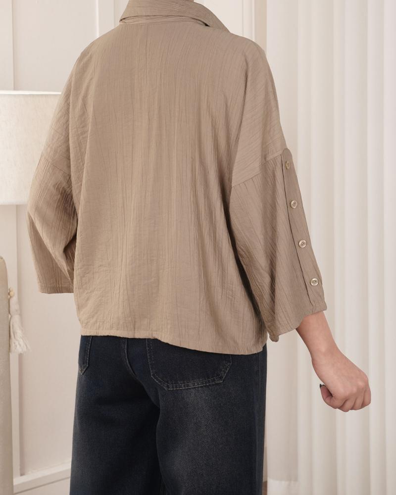 کراپ آستین دکمه نیلا کد 27458