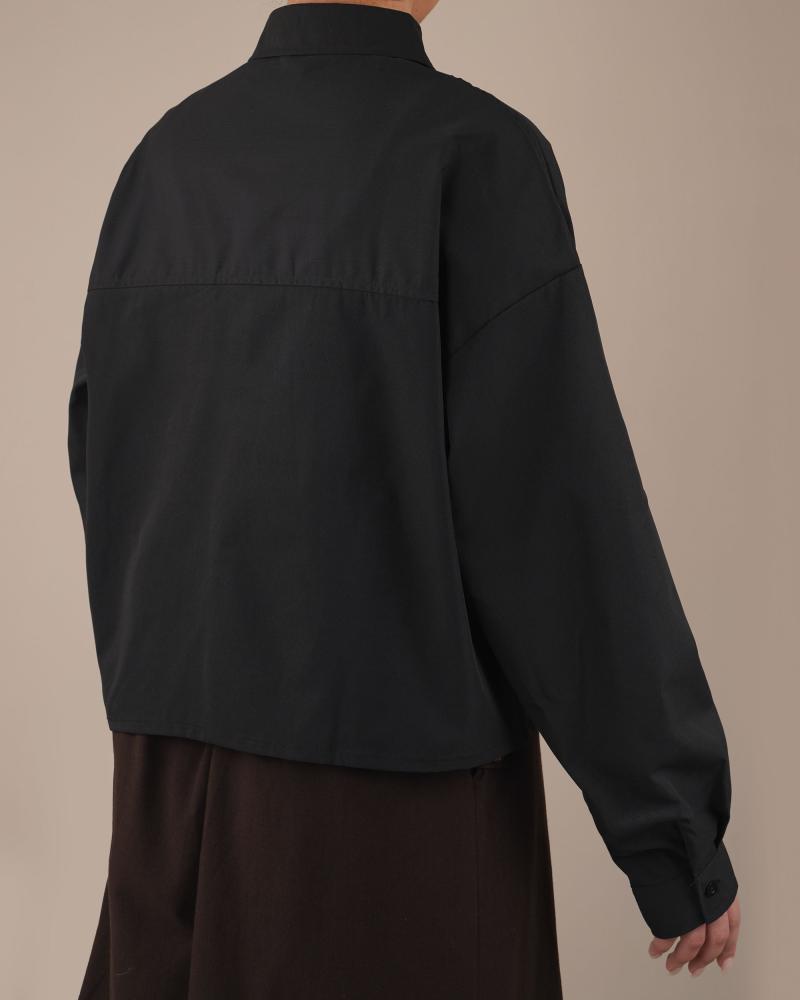 شومیز کراپ ساده مشکی کد 29511