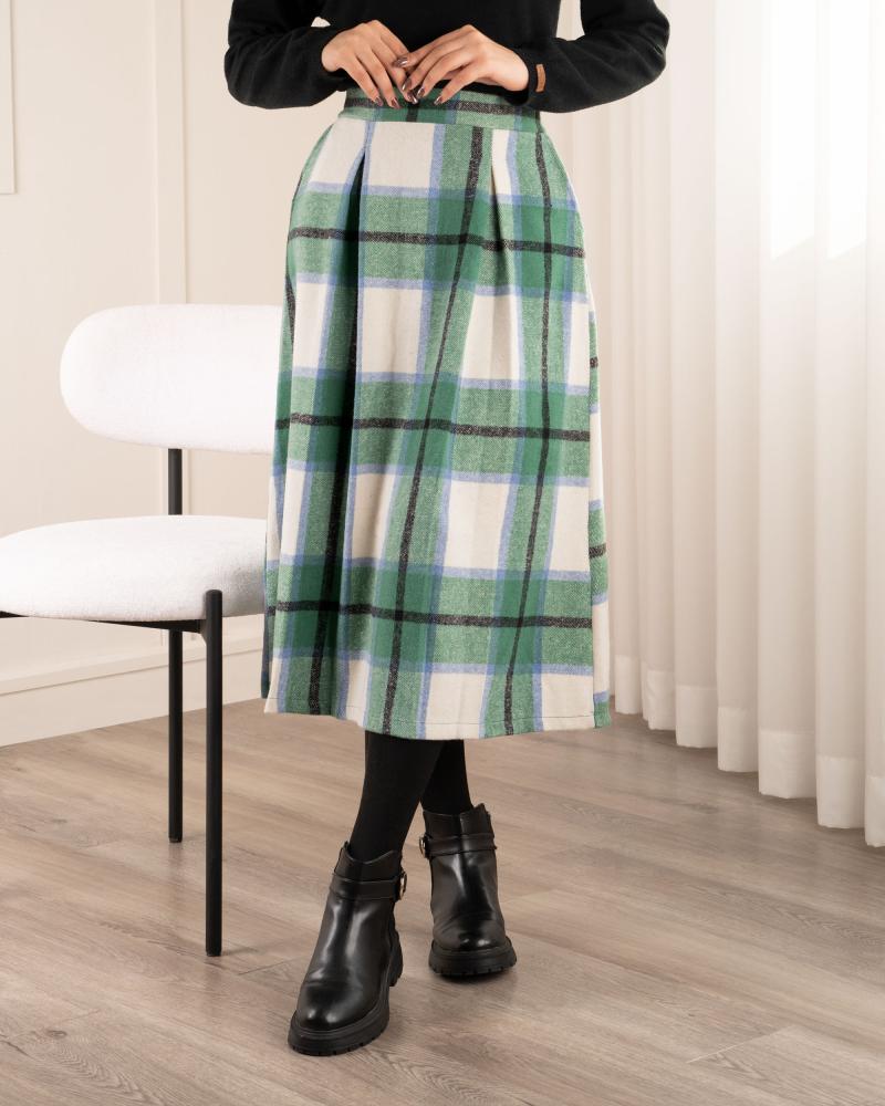 دامن پشمی چهارخونه کد 26492