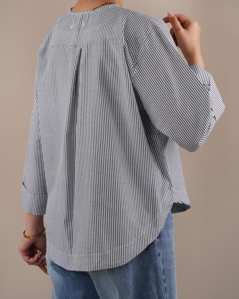 شومیز راه راه طوسی کد 30677