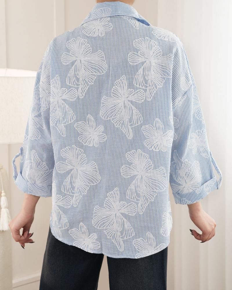 شومیز لینن گل برجسته کد 27481