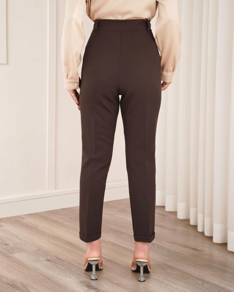 شلوار مام پاکتی قهوه ای کد 27498