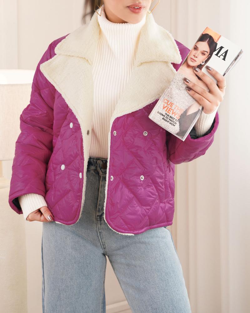 کاپشن آستردار ارغوانی کد 26545