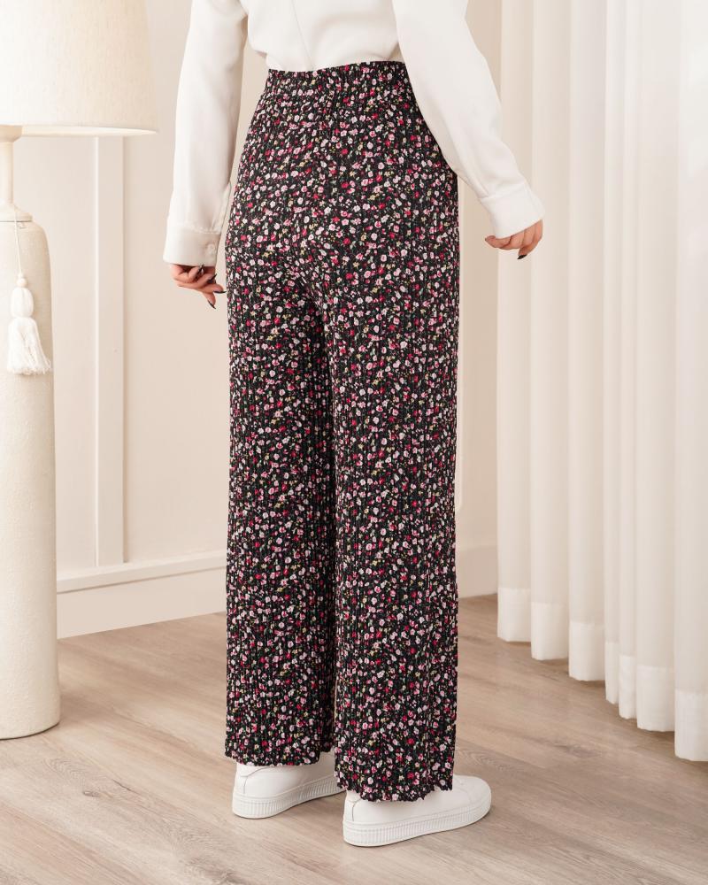 شلوار پلیسه گلدار کد 27549