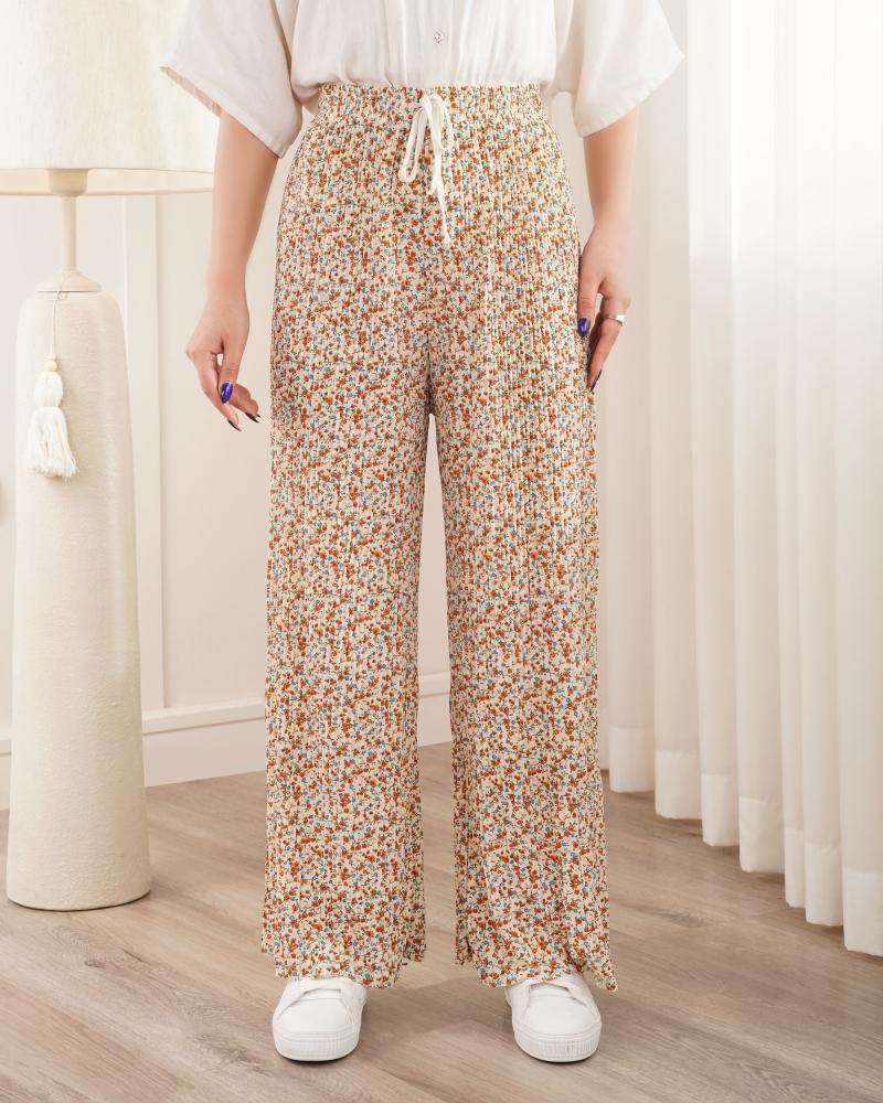 شلوار پلیسه گل گلی کد 27557