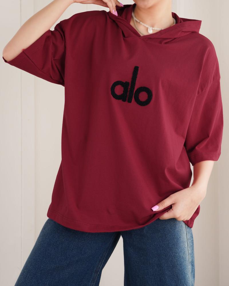 تیشرت باکسی کلاه دار ALO کد 24857