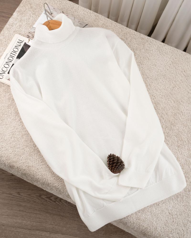 بافت یقه اسکی مردونه سفید کد 25804