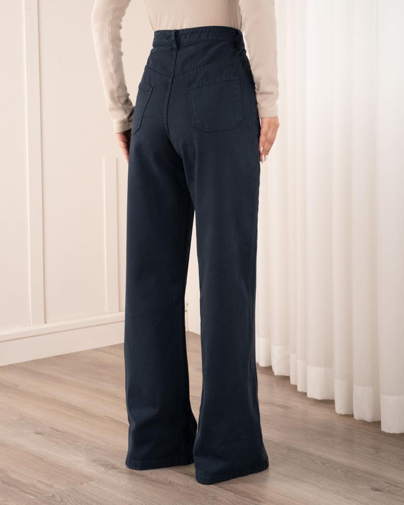 شلوار بگ کتان سرمه ای کد 40564