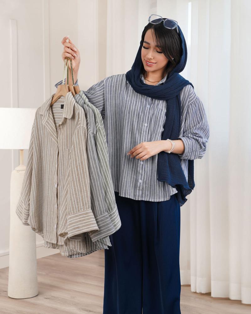 شومیز لینن سودا کد 29655