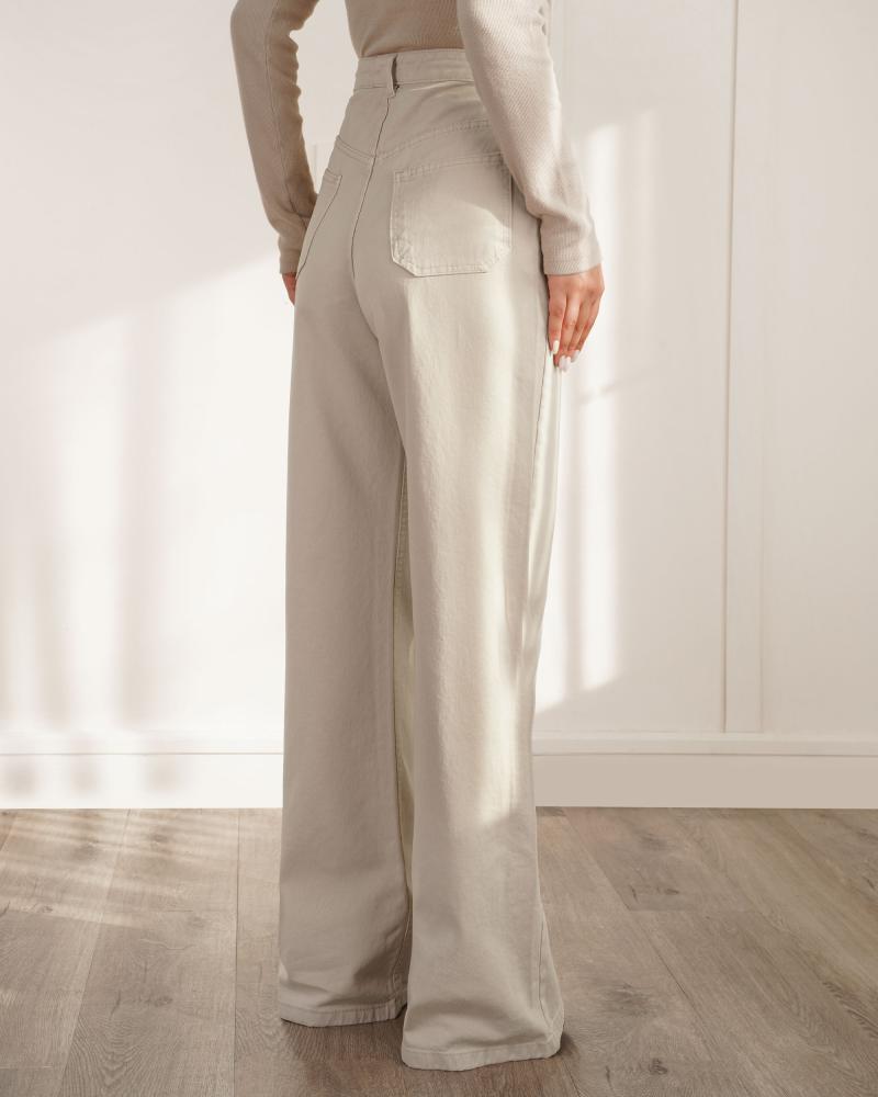 شلوار بگ کتان استخونی کد 40563