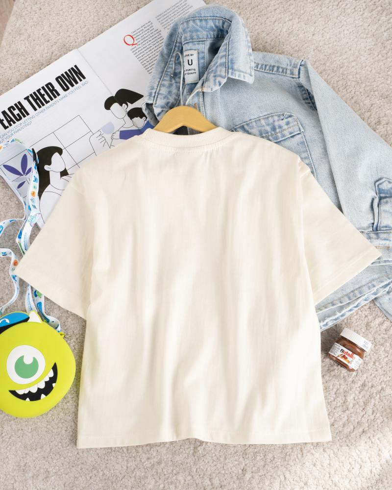 تیشرت شیری تکست ( ۴ تا ۱۰ سال ) کد 27639