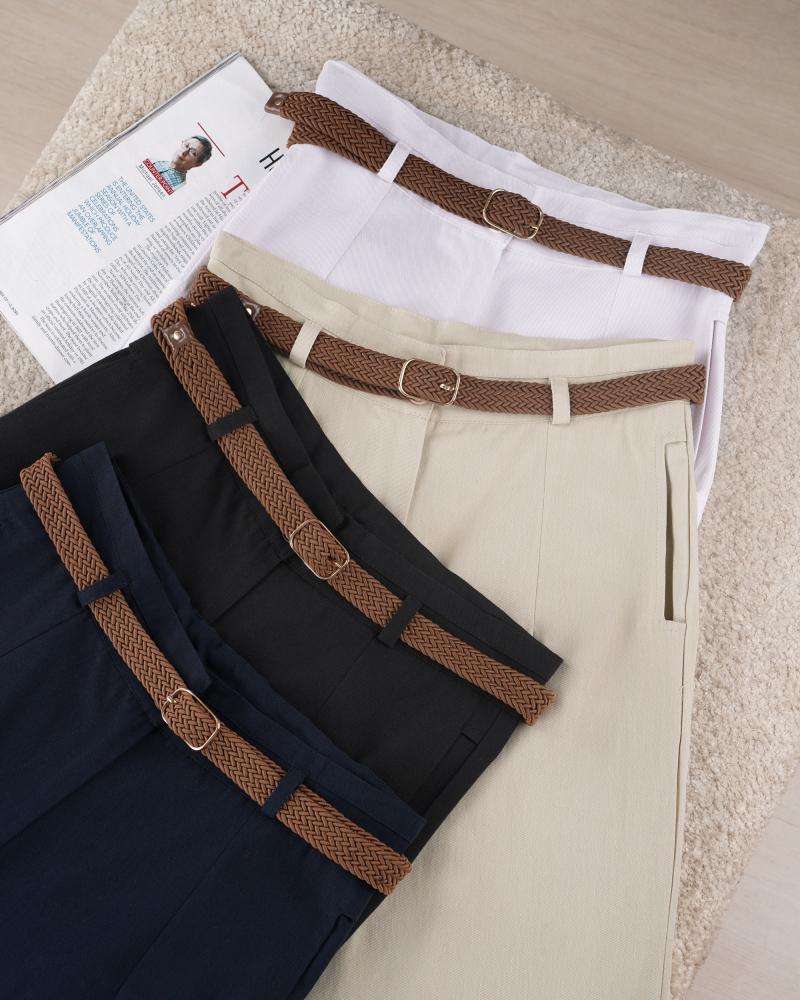 شلوار کتان تیارا کمربند دار کد 29765
