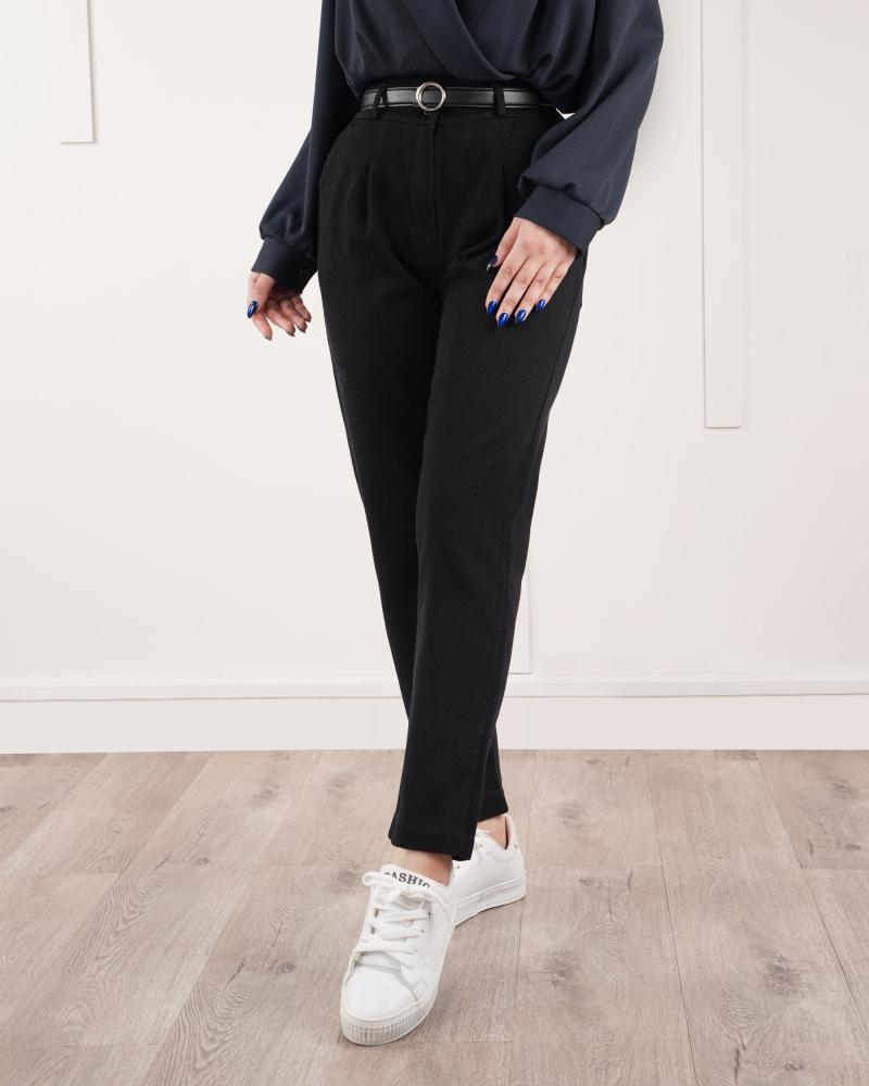 شلوار مام مشکی کتان کد 27668