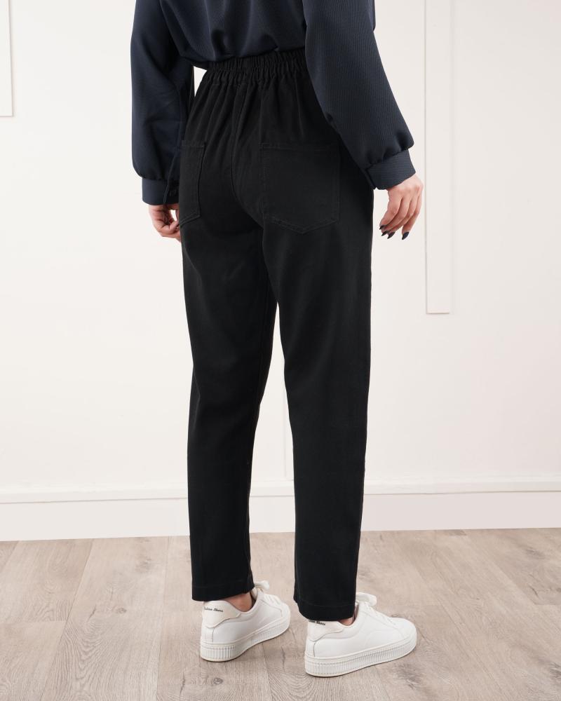 شلوار مام مشکی کتان کد 27668