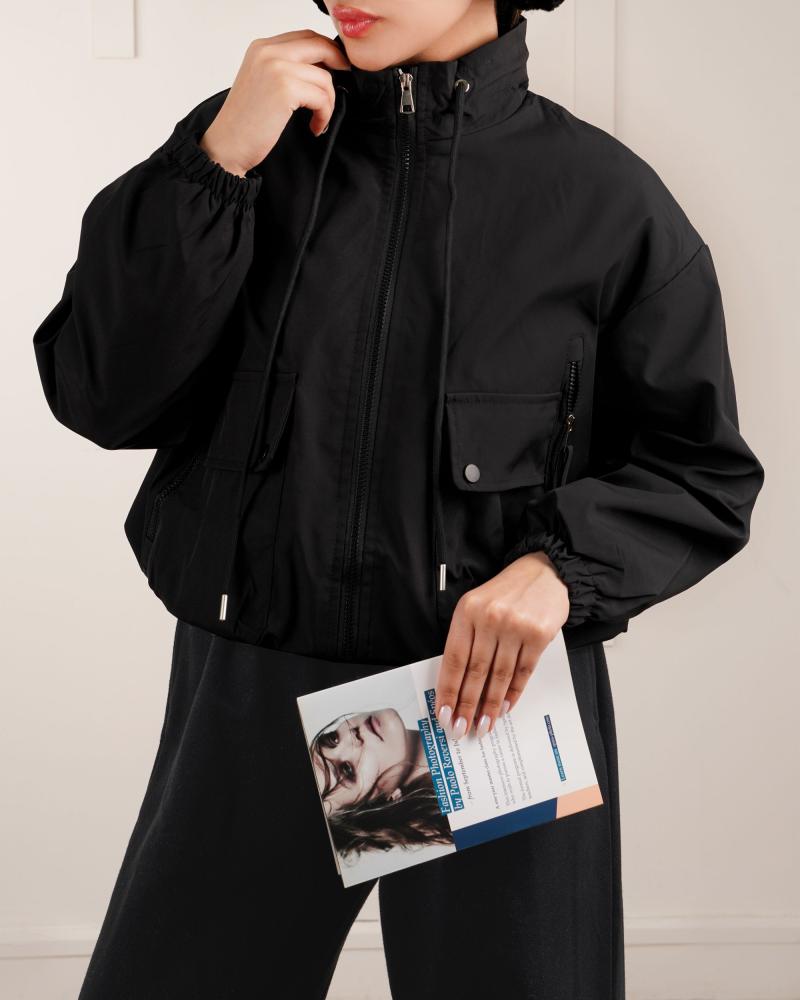 بامبر بارانی مشکی ساده کد 26209