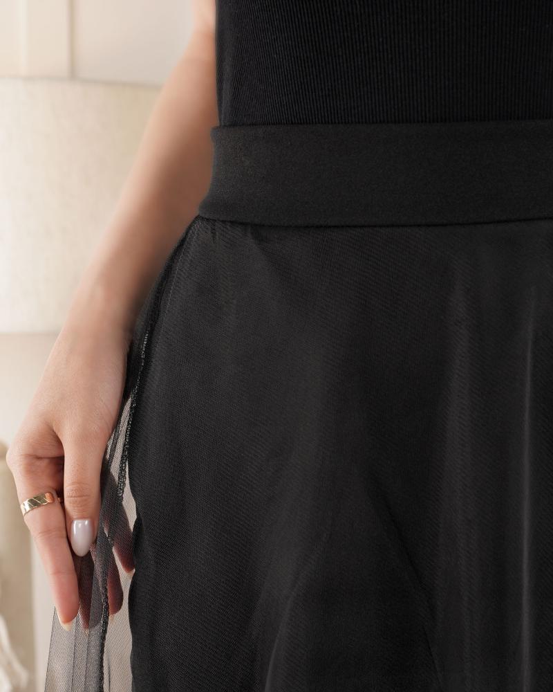 دامن توری بلند مشکی کد 0026