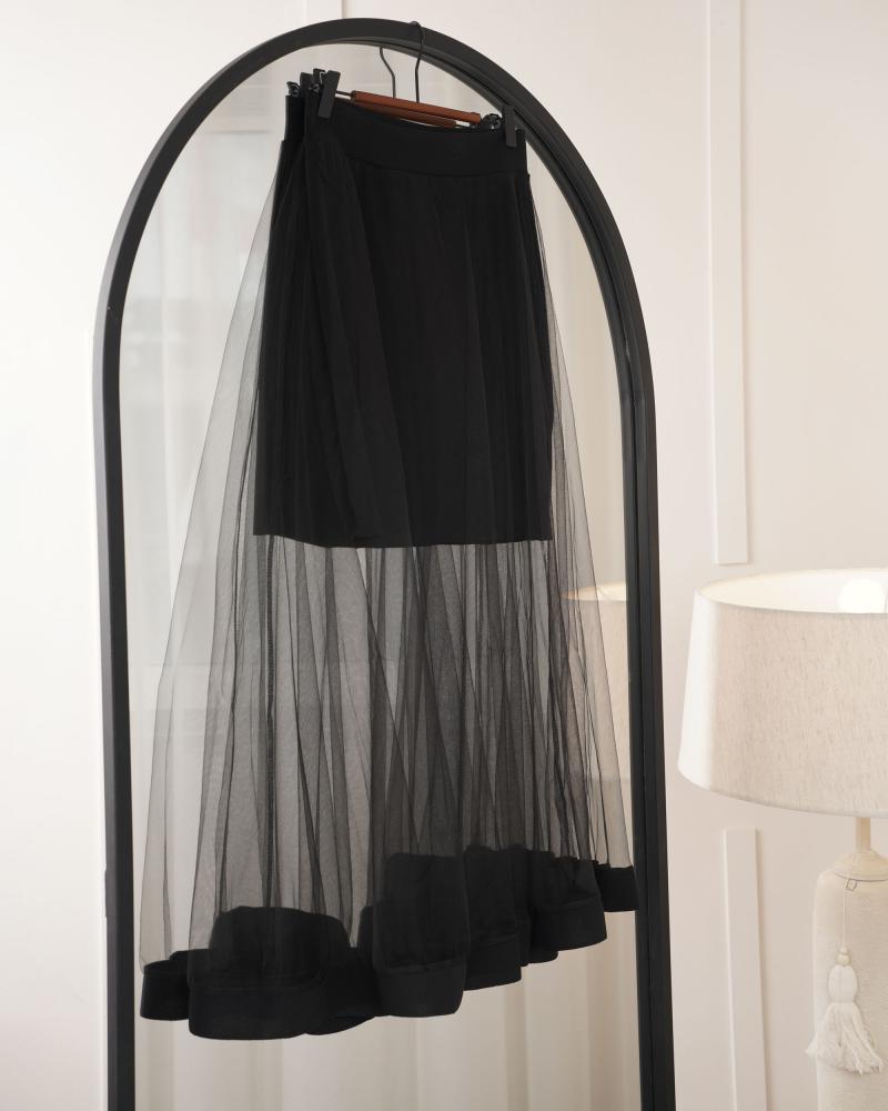 دامن توری بلند مشکی کد 0026