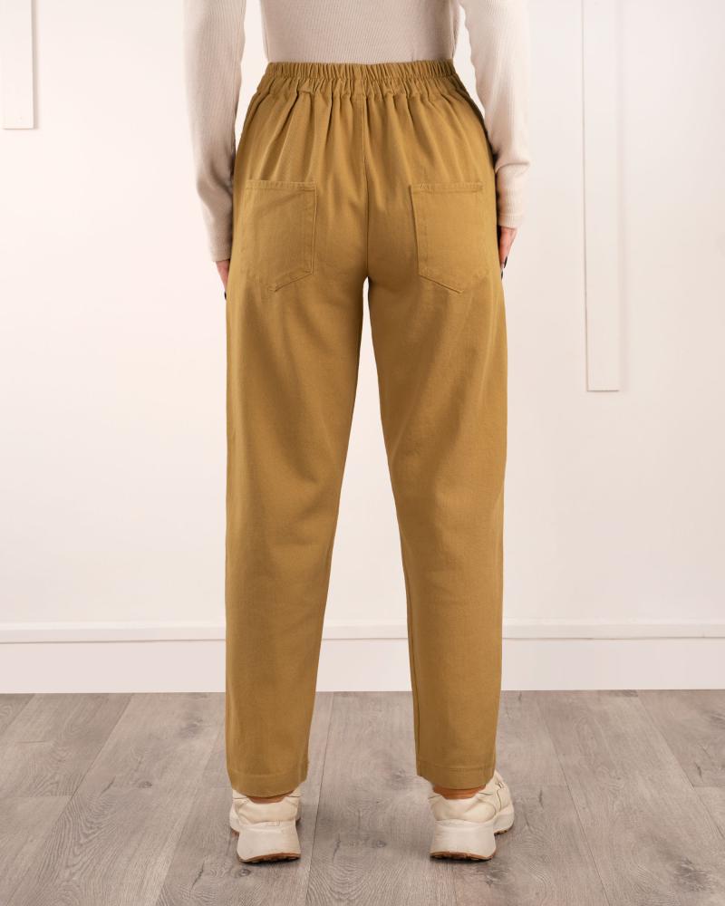 شلوار مام کتان نخودی ( قد 93 ) کد 27679