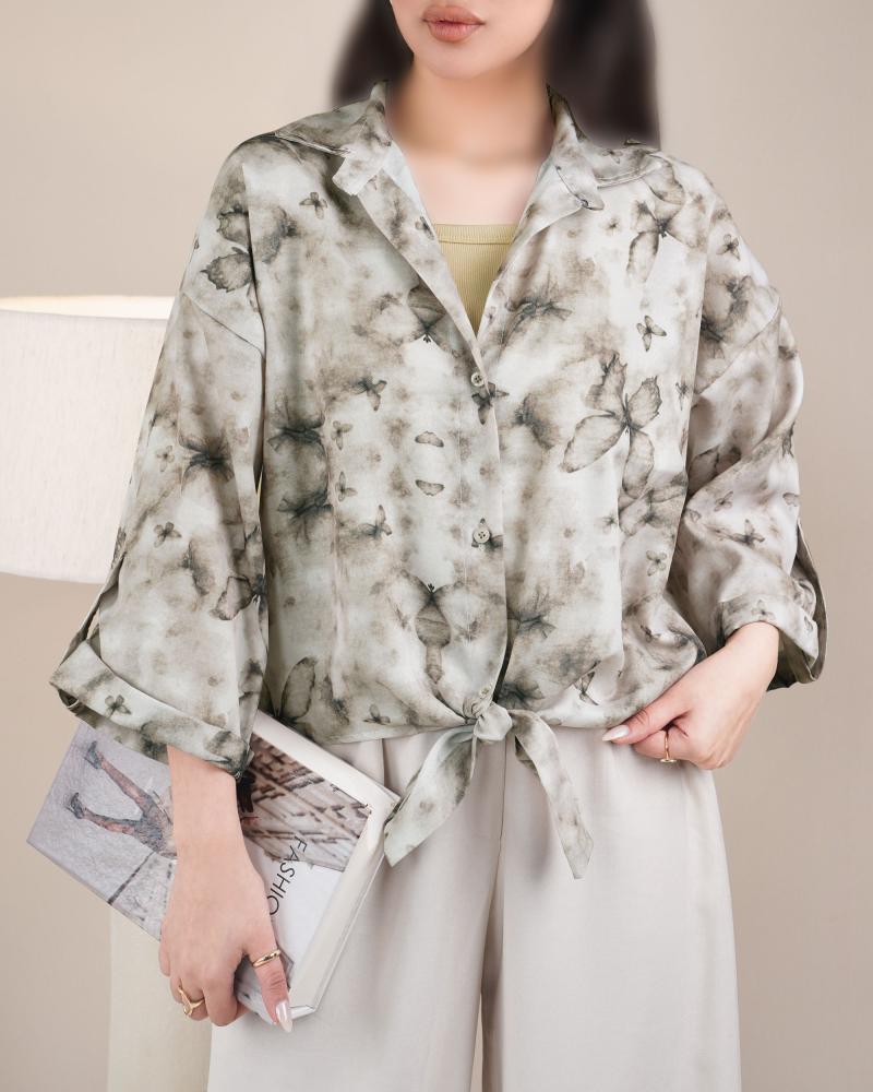شومیز چاپی گره ای پروانه کد 28706