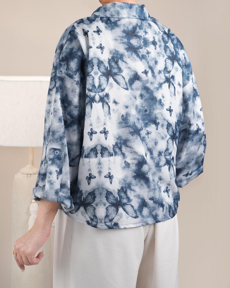 شومیز چاپی گره ای پروانه کد 28706