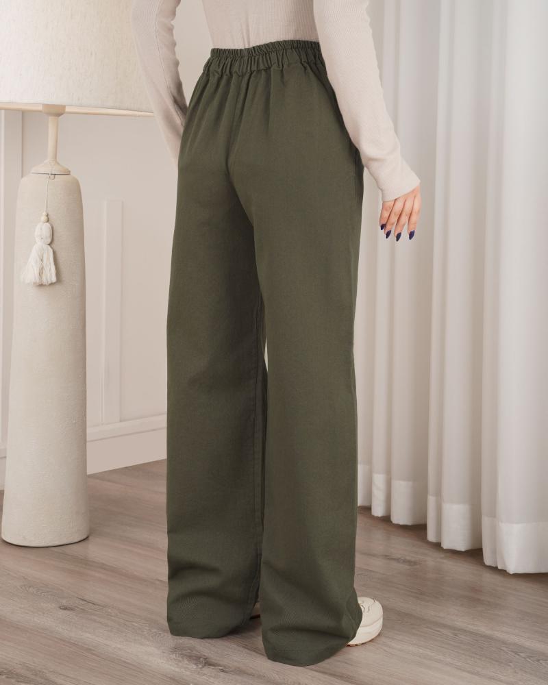 شلوار بگ کتان سبز ( قد 105 ) کد 27702