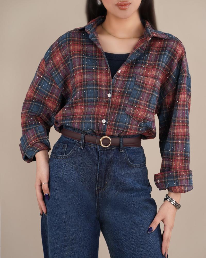 شومیز چهارخونه پریزاد کد 27723