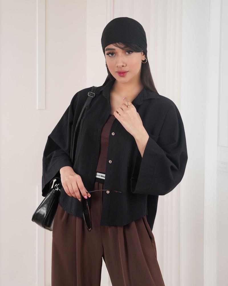 شومیز باکسی مشکی کد 29878