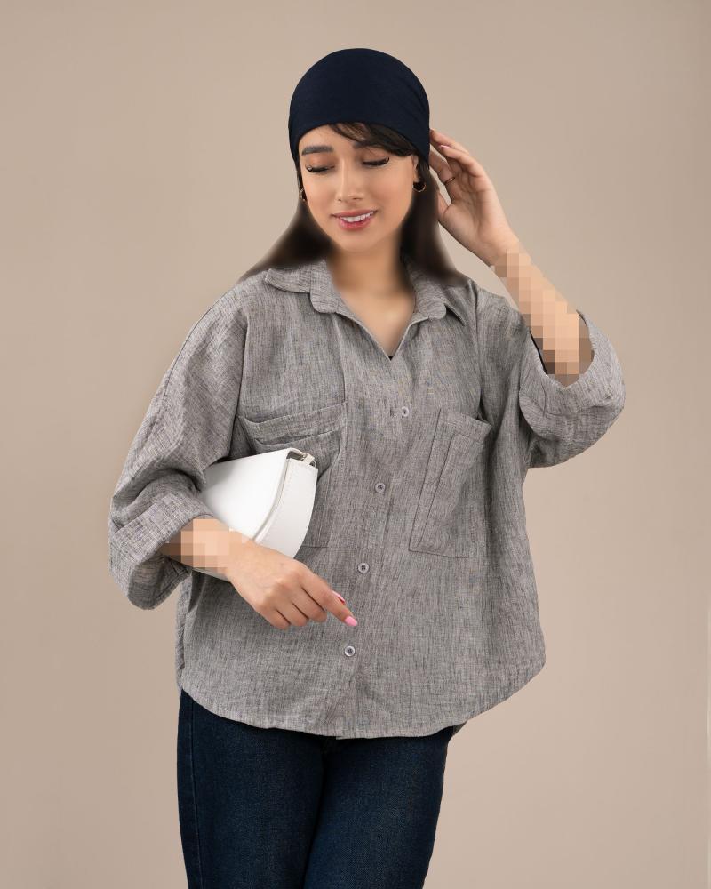 شومیز لینن زارا طوسی کد 29899