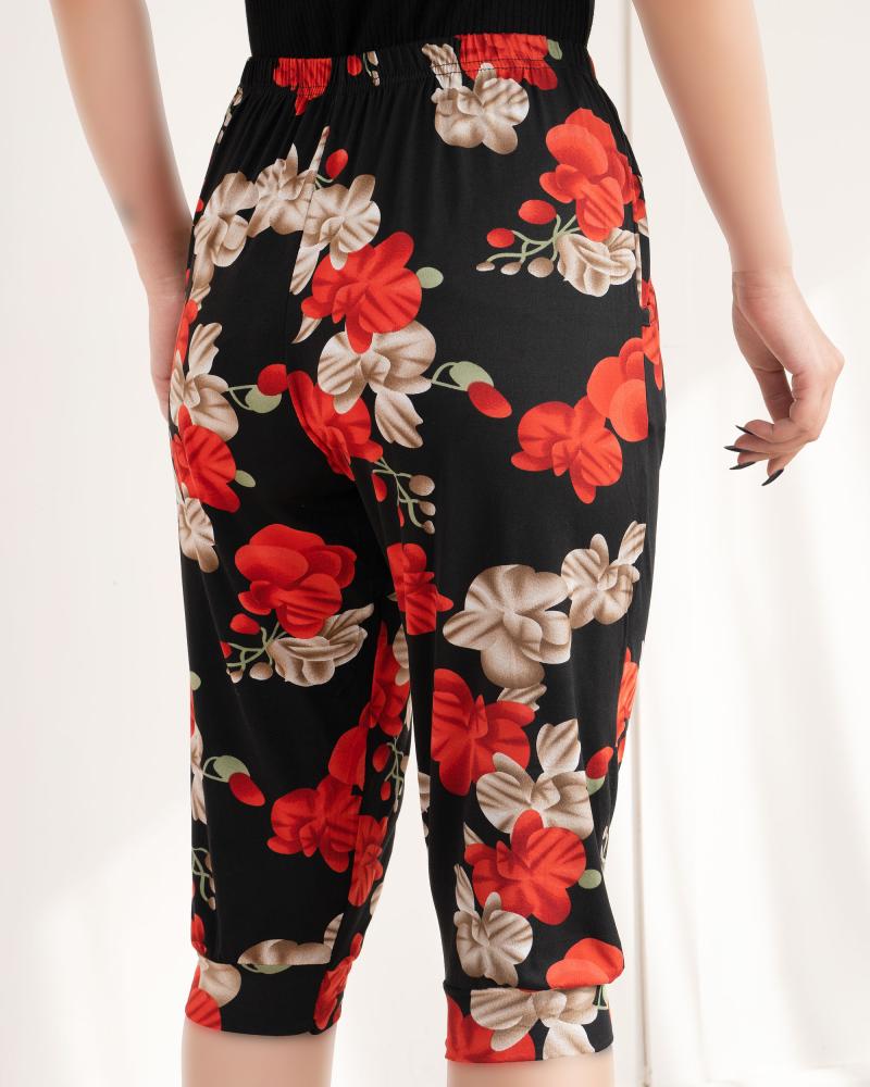 شلوارک راحتی گلدار کد 27763