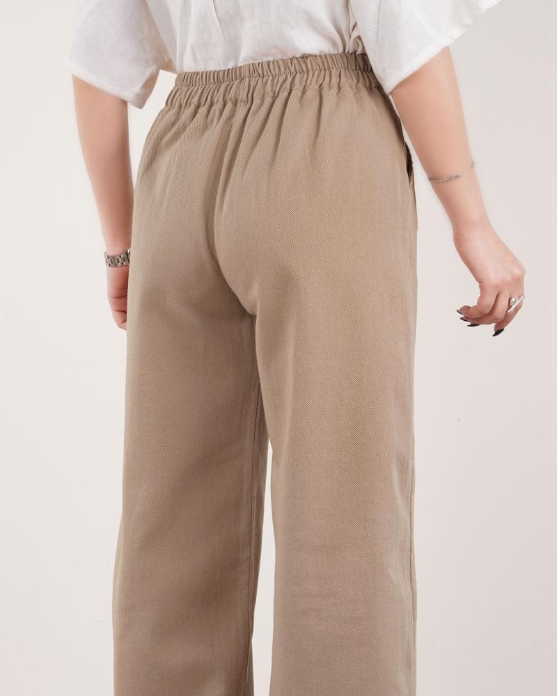 شلوار بگ کتان کرم کد 27756