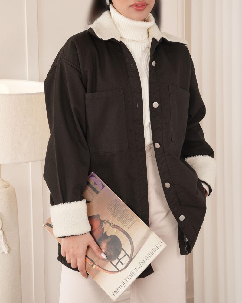 پالتو کتان داخل خز کد 26772