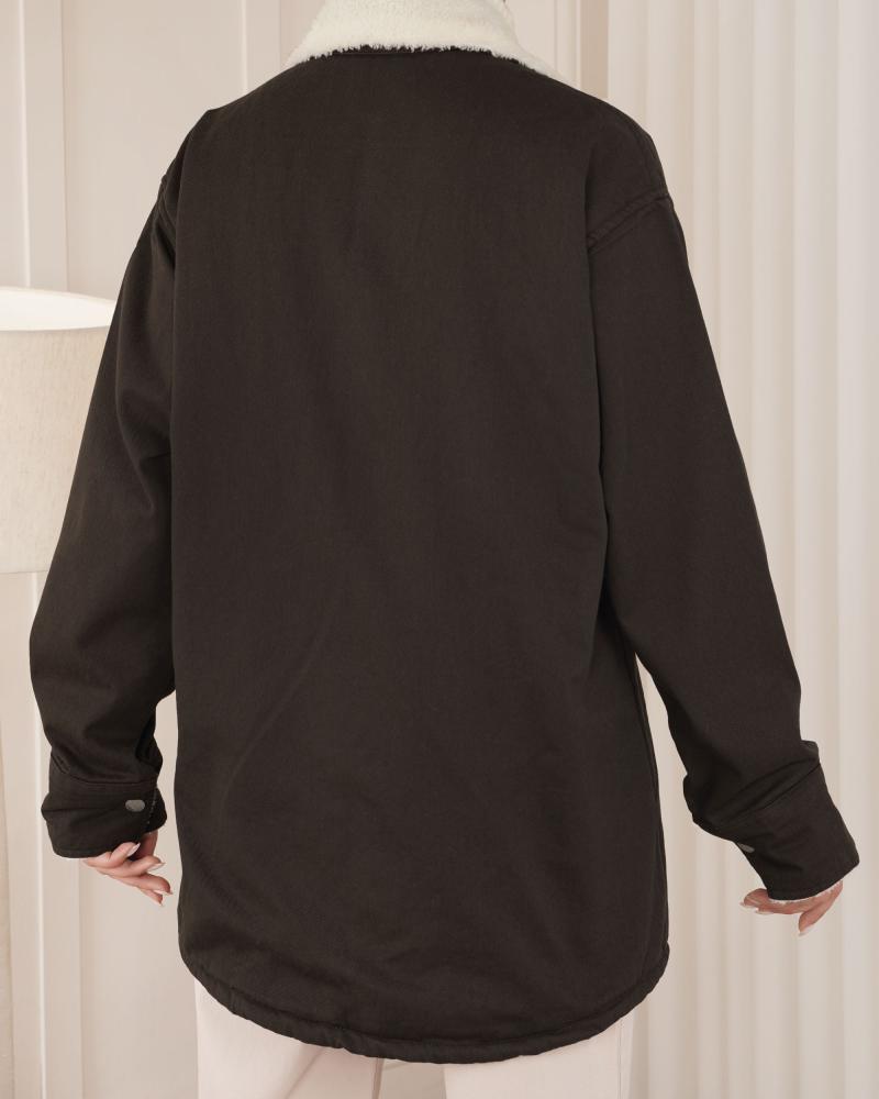 پالتو کتان داخل خز کد 26772