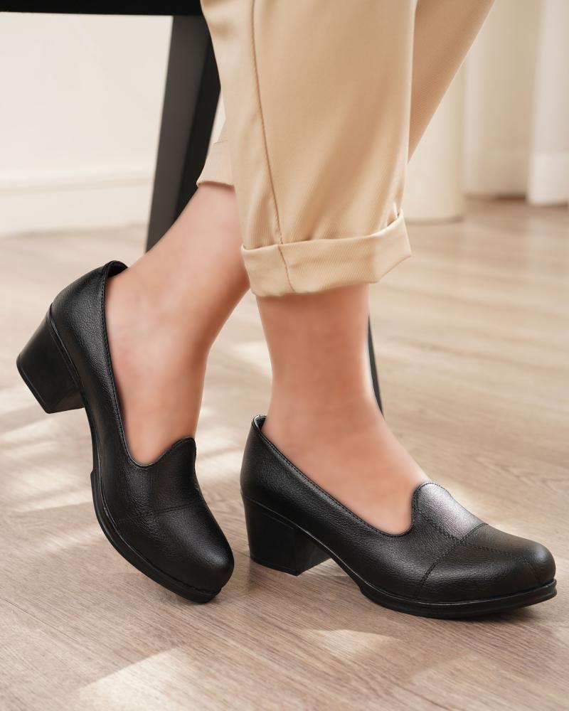 کالج زنانه پاشنه دار مشکی کد 25966