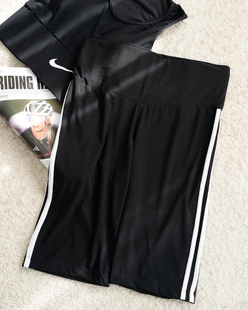 بایکر بغل خط دار مشکی کد 6084