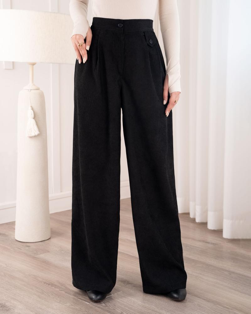 شلوار کبریتی ساده مشکی کد 26005