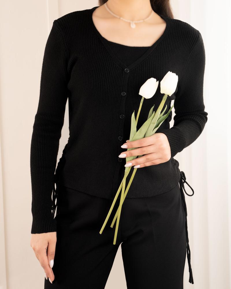 بافت جلو دکمه مشکی کد 26857