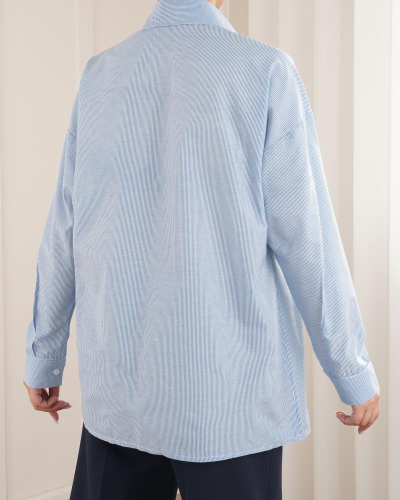 شومیز راه راه آبی کد 26874