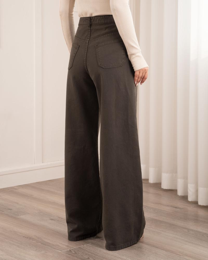 شلوار بگ کتان قهوه ای کد 40570