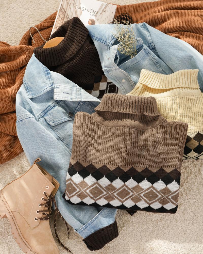 بافت یقه اسکی لوزی کد 26022