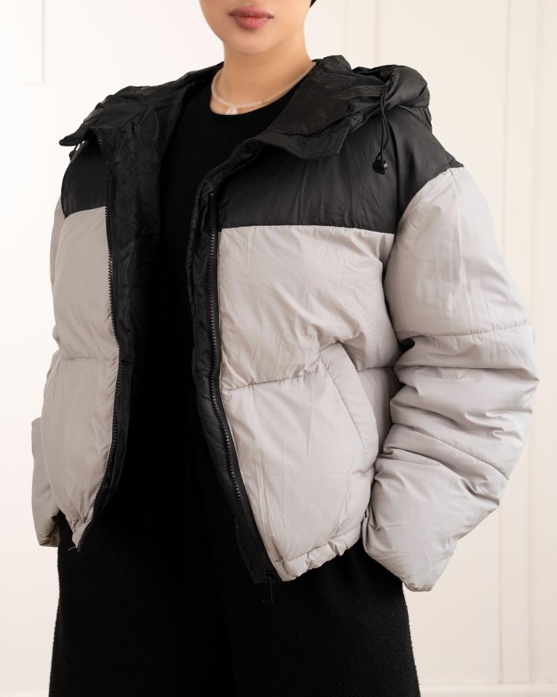 کاپشن کلاه دار طوسی کد 26904