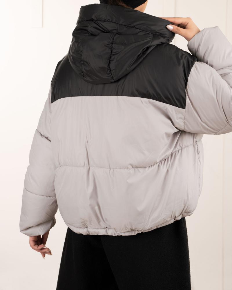 کاپشن کلاه دار طوسی کد 26904