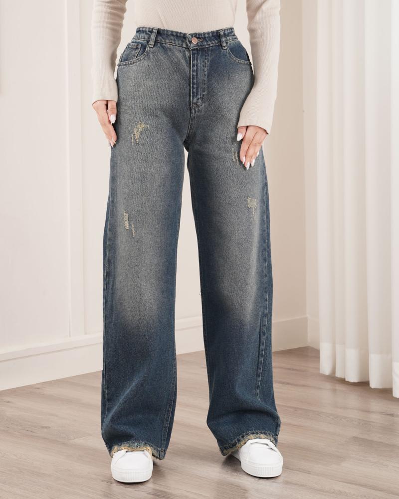 شلوار جین نیم بگ مهرو کد 40316