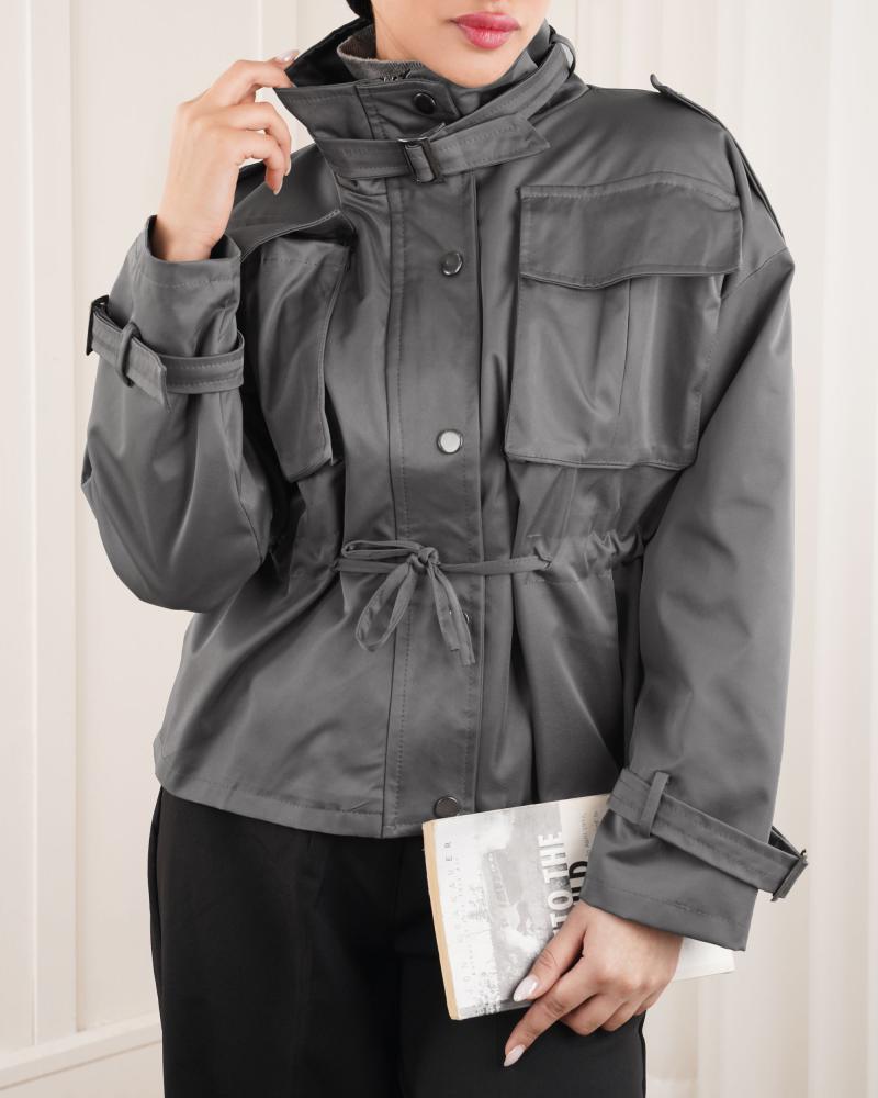 ترنچ کت آستردار دو جیب کد 26920