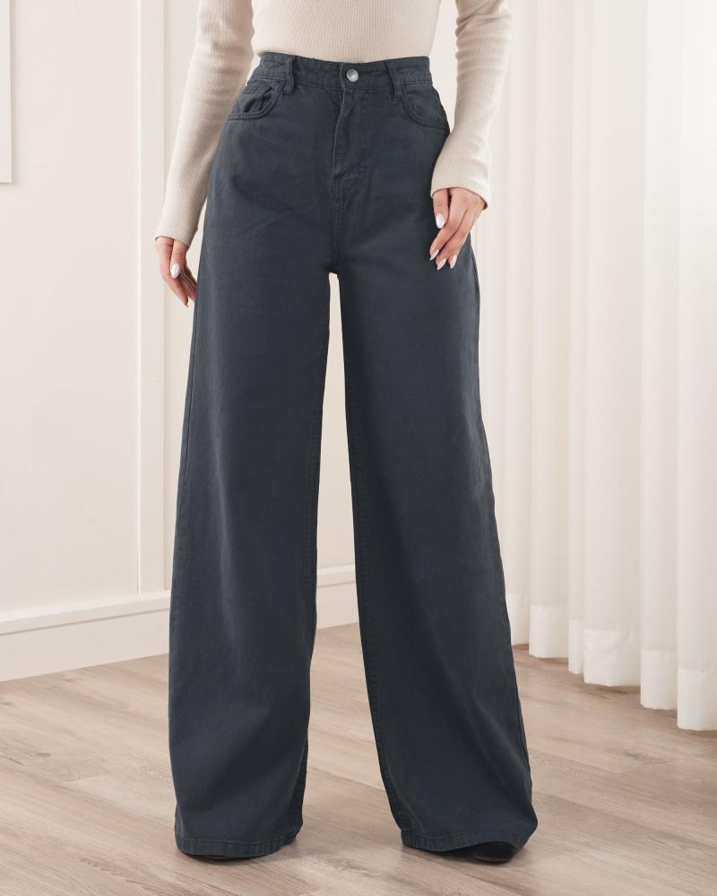 شلوار کتان بگ سرمه ای کد 40570