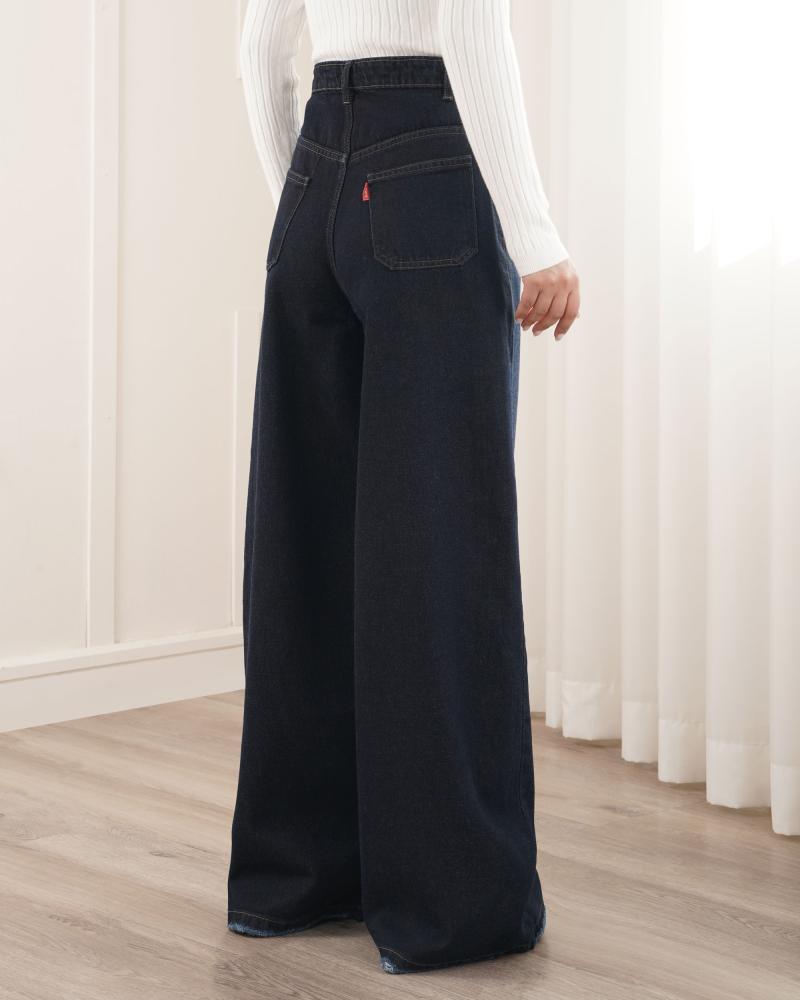 شلوار جین فول بگ سرمه ای 40453